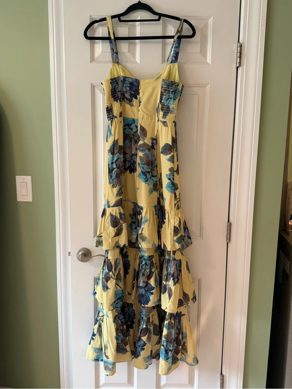 Abercrombie & Fitch Yellow Maxi Dress with Blue Floral Print
